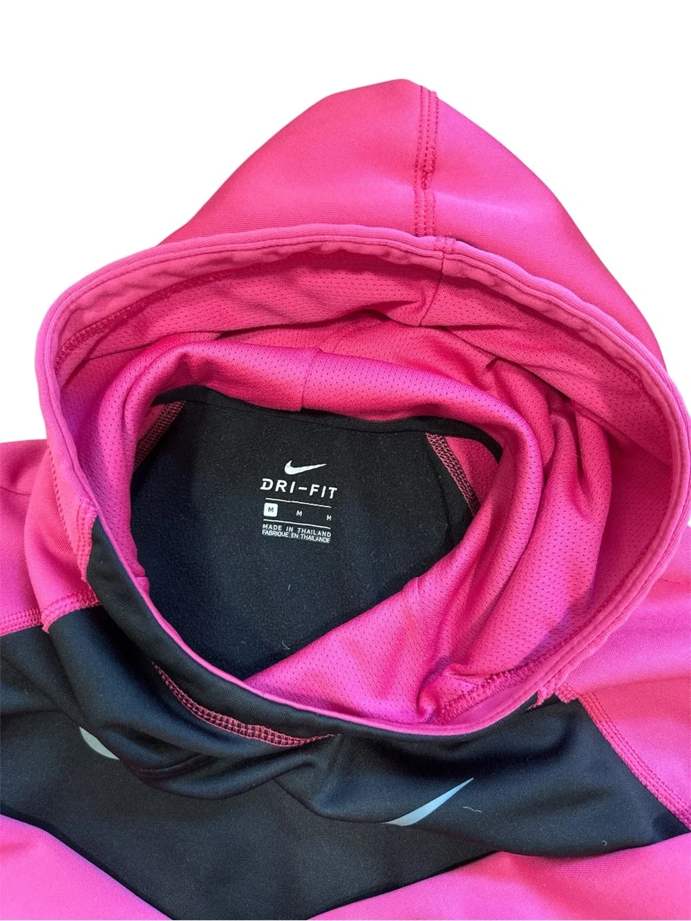 Nike Black & Pink Girls' Pullover Hoodie with Swoosh Medium